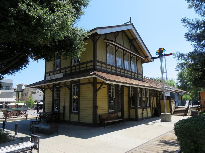 The old yellow Danville train depot, now the Museum of the San Ramon Valley.
